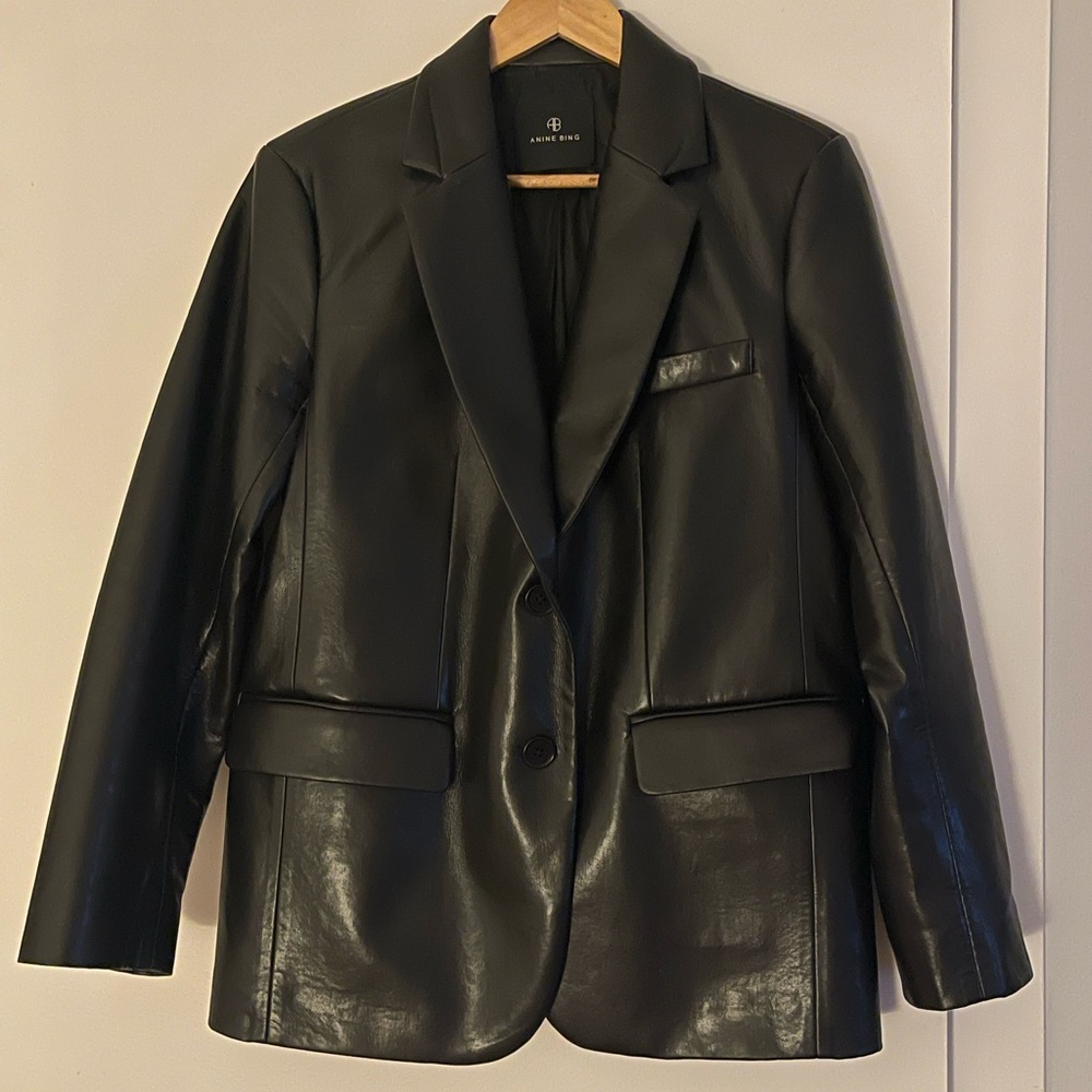 Anine Bing Faux Leather Blazer